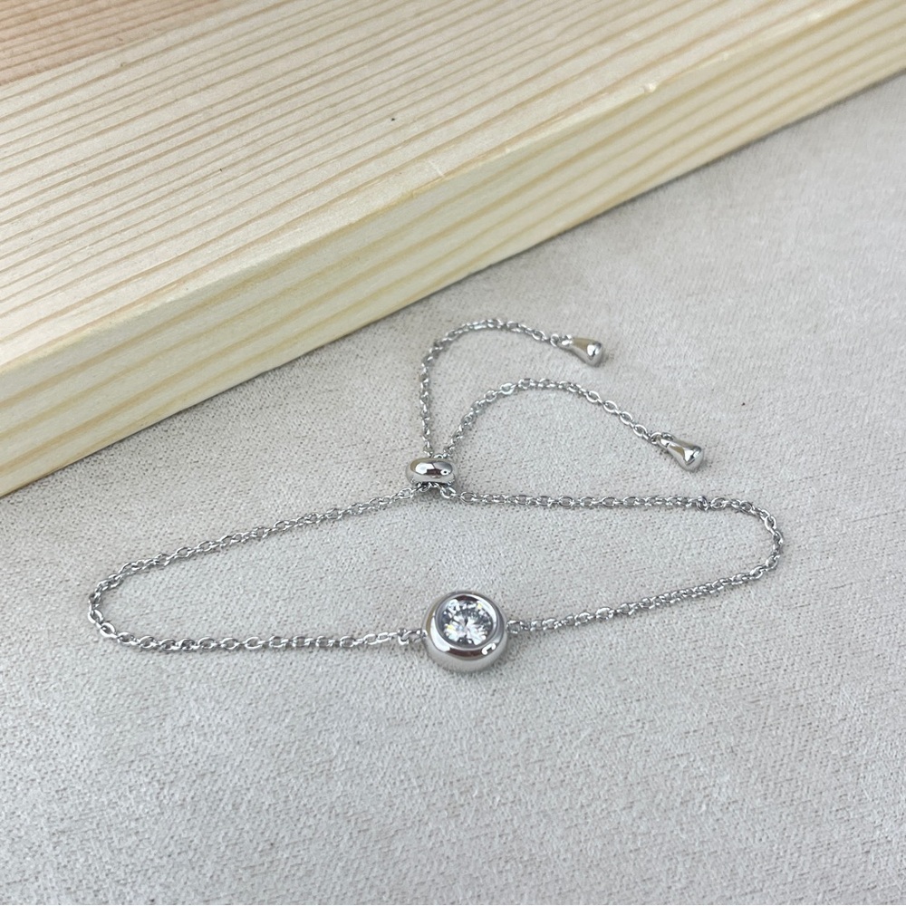 Bezel Slider Bracelet Moissanite 18K Gold Plated S925